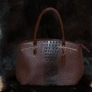 Large Dasein Ostrich Faux Leather Shoulder Bag